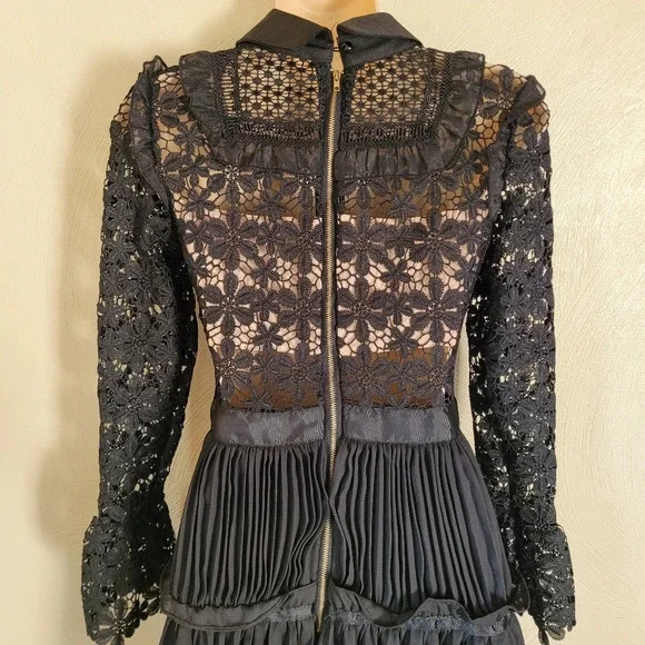 Reds Hall Black Adeline Lace Up Pleated Dress Size Women's Small NEW - Picture 10 of 16